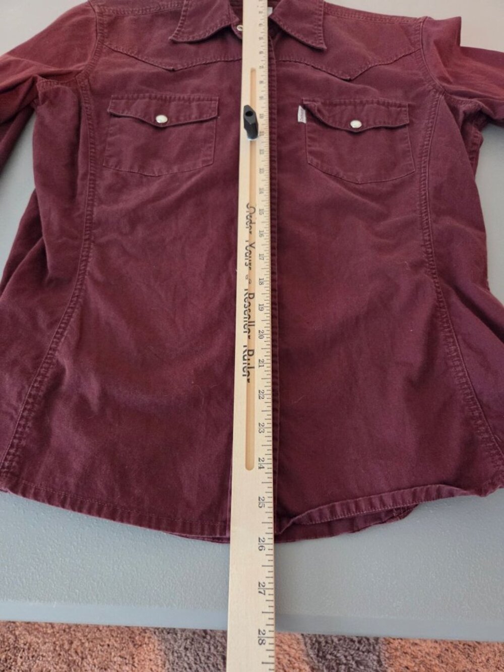 Carhartt Womens S Burgundy Pearl Snap Western Shirt Workwear Cowgirl Ranch Y2K - Picture 8 of 8